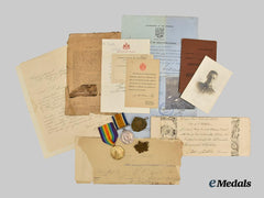 Canada, CEF. A Medal Pair, Badges, & NGS Medal Related Documents, 50th Canadian Infantry