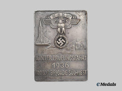 Germany, NSKK. A 1936 Motorbrigade Süd-West Winter Test Drive Participant’s Plaque