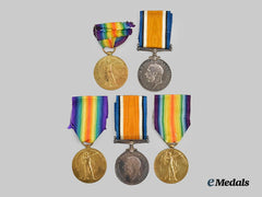 Canada, CEF. Three First War Victory Medals and Two War Medals