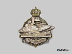 Canada, CEF. A 1st Canadian Tank Battalion Officer's Cap Badge, 1918