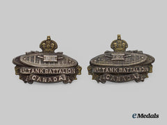 Canada, CEF. A  Set of 1st Canadian Tank Battalion Officers Collar Badges, 1918