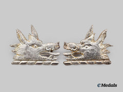 Canada, Commonwealth. A Silver Lorne Rifles (Scottish) Officer's Collar Badge Pair