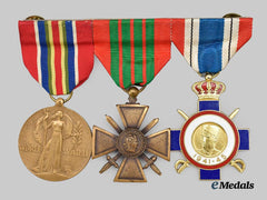 United States. A Merchant Marine Medal Bar with Serbian Cross