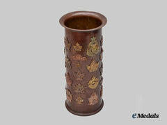 Canada, CEF. A Large Trench Art Commemorative Vase