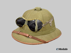 Germany, Luftaffe. A Tropical Helmet, Rare Olive-Drab Version with Goggles, by ORL