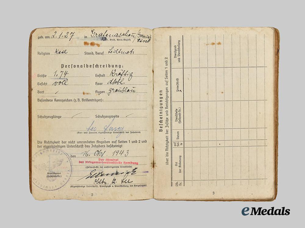 germany,_kriegsmarine._a_gebührnisbuch_and_documents_to_leo_lang,_youth_conscript_serving_in_naval_region_norway___m_n_c9065