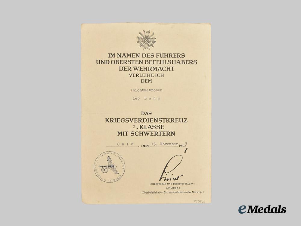 germany,_kriegsmarine._a_gebührnisbuch_and_documents_to_leo_lang,_youth_conscript_serving_in_naval_region_norway___m_n_c9068