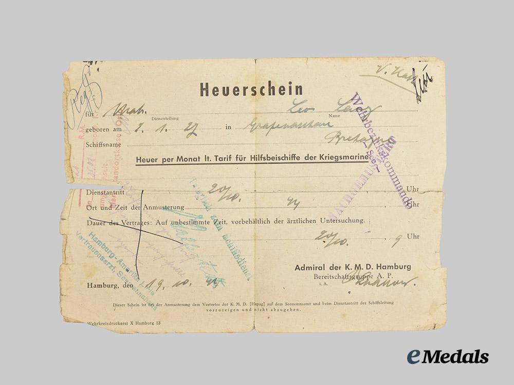 germany,_kriegsmarine._a_gebührnisbuch_and_documents_to_leo_lang,_youth_conscript_serving_in_naval_region_norway___m_n_c9072
