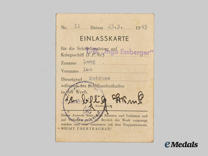 germany,_kriegsmarine._a_gebührnisbuch_and_documents_to_leo_lang,_youth_conscript_serving_in_naval_region_norway___m_n_c9075