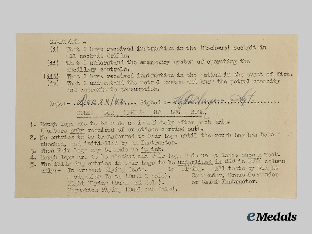 canada,_commonwealth._an_air_crew_europe&_logbook_group_to_flying_officer_hayes,_r_c_a_f,_lost_over_dusseldorf___m_n_c9104