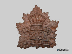 Canada, CEF. A 29th Infantry Battalion "Robin's Tigers"/"Vancouver Regiment" Cap Badge, Type I