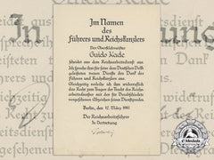A Rad Retirement Insignia Award Document 1941