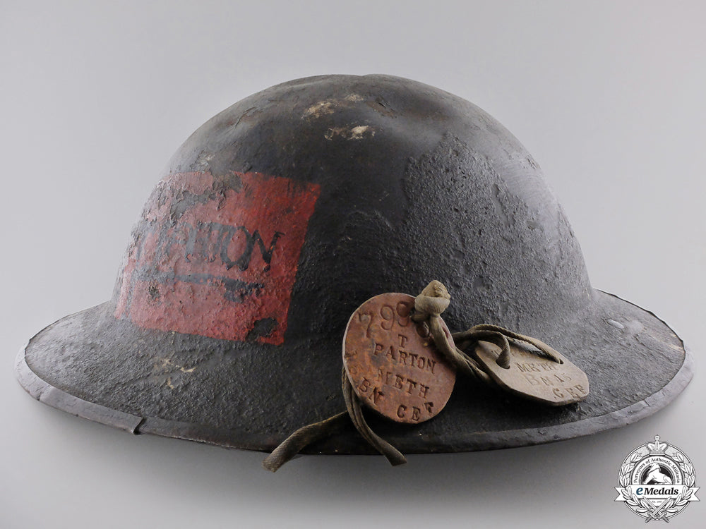 a_first_war_helmet_of_t.parton;15_th_canadian_infantry_battalion_a_first_war_helm_555b6dac417f5