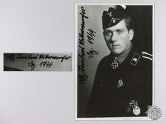 A Post War Signed Photograph Of A Knight's Cross Recipient