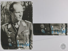 A Post War Signed Photograph Of Knight's Cross Recipient; Krems