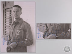 A Post War Signed Photograph Of Knight's Cross Recipient; Helmut Mahlke