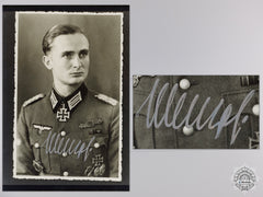 A Post War Signed Photograph Of Knight's Cross Recipient; Joachim Menzel