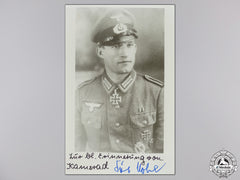 A Post War Signed Photograph Of Knight's Cross Recipient; Nöbel