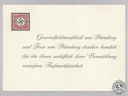 a_wedding_attendance_thank_you_card_from_generalfeldmarschall_werner_von_blomberg_a_wedding_attend_55a54930cb338