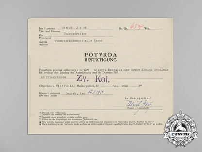 a_confirmation_of_receipt_for_the_silver_medal_of_the_crown_of_king_zvonimir_to_ulrich_jost_aa_8502