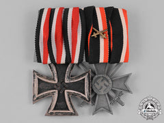 Germany, Third Reich. An Iron Cross 1939, Ii Class, And War Merit Cross With Swords Medal Bar