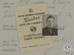 Germany, Third Reich. A German/Lithuanian Identity Card Belonging To K. Cibulskis