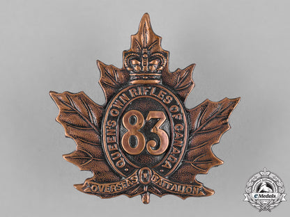 canada._a83_rd_infantry_battalion"_queen's_own_rifles"_cap_badge,_c.1916_c18-046276