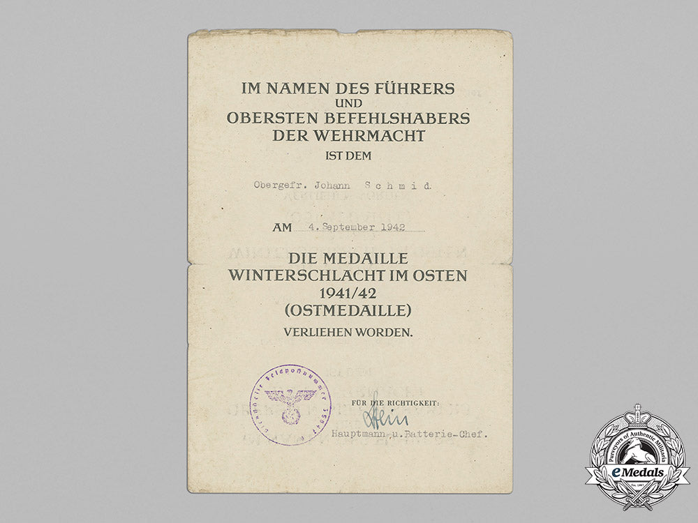 germany,_heer._a_collection_of_award_documents_to_artillery_nco_johann_schmid(_ek2)_c18-048773_1_1