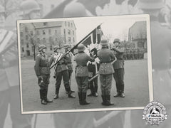 Germany. A Wartime Photo Of Heer Soldiers Taking Oath In Front Of Regimental Standard