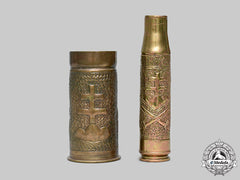 Slovakia, I Republic. A Pair Of  Trench Art Brass Shell Cases 1943