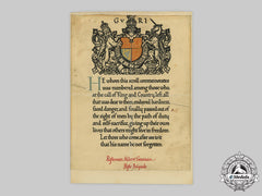 United Kingdom. A First War Memorial Scroll, To Rifleman Albert Seaman, 11Th Battalion, Rifle Brigade (The Prince Consort's Own)