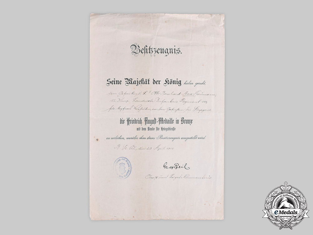 germany,_imperial._a_saxon_friedrich_august_medal_in_bronze_certificate_to_gefreiter_naumann_c20257_emd2849