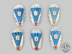 Czechoslovakia, Socialist Republic. Lot Of Six Parachutist Badges C. 1960S To 1980S