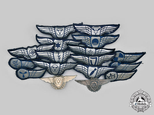 israel,_state._a_lot_of_seventeen_israeli_air_force_pilot_and_qualification_badges_c20503_mnc1348