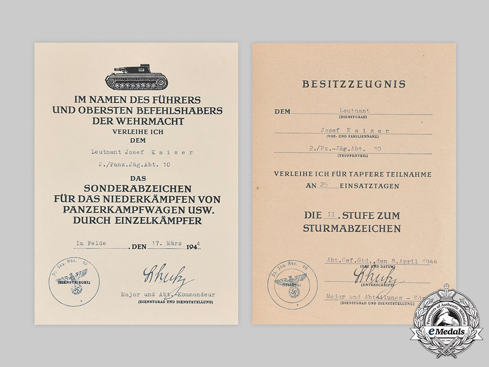 germany,_heer._a_lot_of_award_documents_to_leutnant_josef_kaiser,_tank_hunter_unit_c20917_mnc9893_1