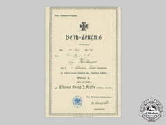 Germany, Imperial. A 1914 Iron Cross Ii Class Award Document To Unteroffizier Eugen Hofbauer