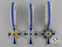 Three German Mother's Crosses; Gold, Silver & Bronze