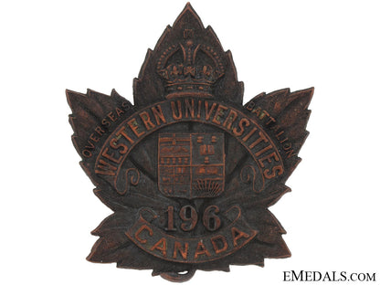 196_th_battalion(_western_universities)_cap_badge,_cef_cb757