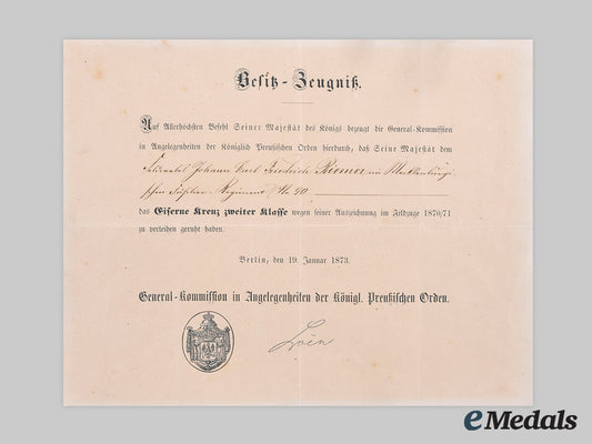 germany,_imperial._an_award_document_for_an1870_iron_cross,_ii_class,_to_feldwebel_johann_carl_friedrich_riemer_ci19_4202_1