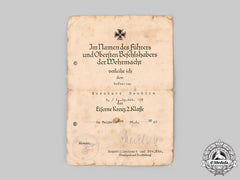 Germany, Heer. An Iron Cross Ii Class Award Document, 3Rd Panzerjäger Division 122, 1942