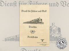 A German Reichsbahn Service For Führer And Volk Award Document