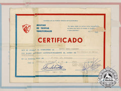 A Cuban Ministry Of Revolutionary Armed Forces Certificate Signed By Fidel Castro