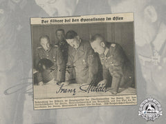 A Wartime Newspaper Clipping Signed By Ah And Franz Halder