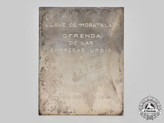 Spain, Spanish State. A Key Of Moratalaz Award Plaque To Francisco Franco