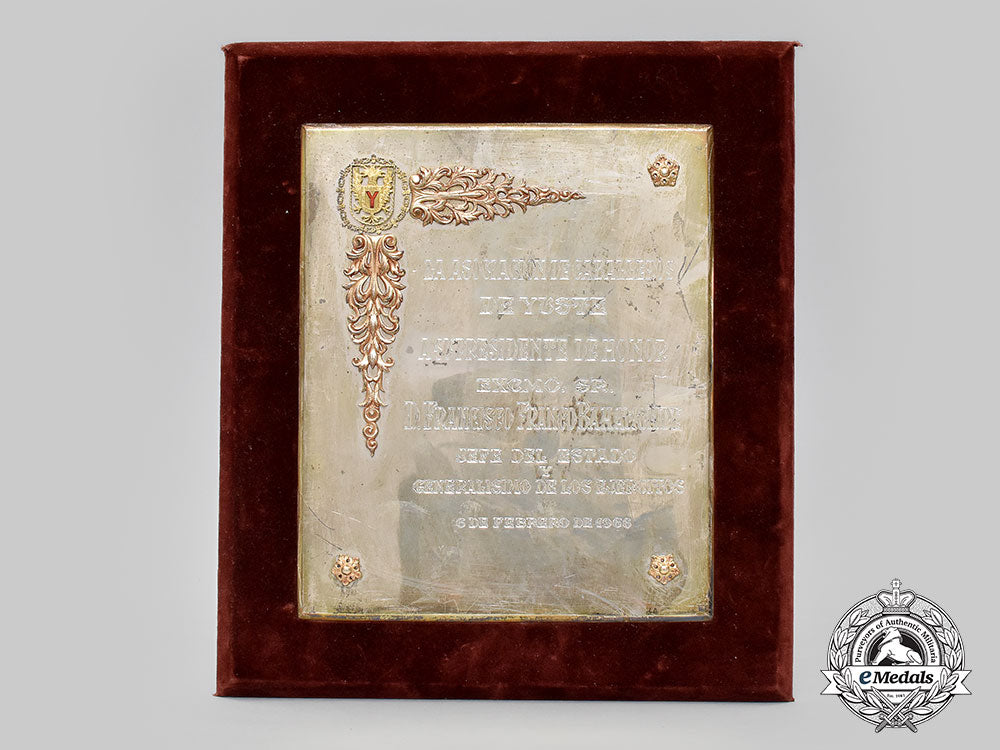 spain,_spanish_state._an_honorary_presidential_plaque_to_francisco_franco_from_the_knights_of_yuste_l22_mnc9387_665