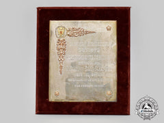 Spain, Spanish State. An Honorary Presidential Plaque To Francisco Franco From The Knights Of Yuste