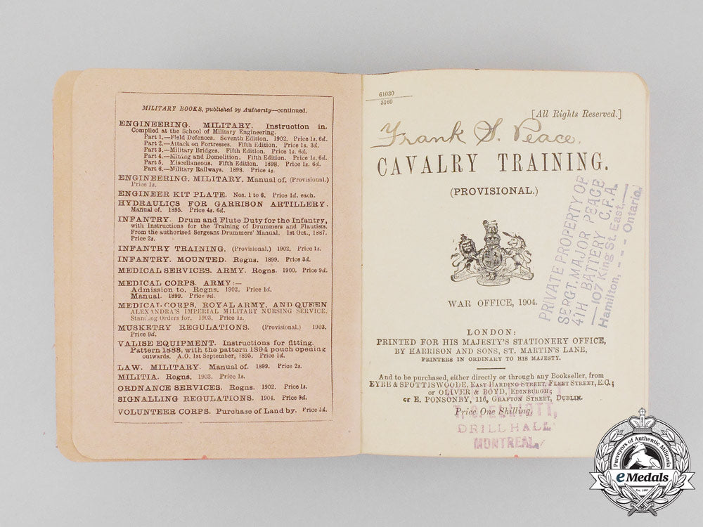 a_cavalry_training_manual1904_named_to_sergeant_major_peace;_canadian_field_artillery_l_585_1