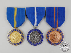 Three American Department Of The Navy Civilian Service Awards