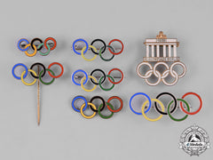 Germany, Third Reich. A Group Of 1936 Berlin Olympics Pins And Badges