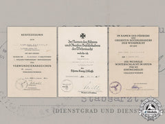 Germany, Heer. Three Award Documents To Signals Obergefreiter Wilhelm “Willi” Herbergs (Ek2)